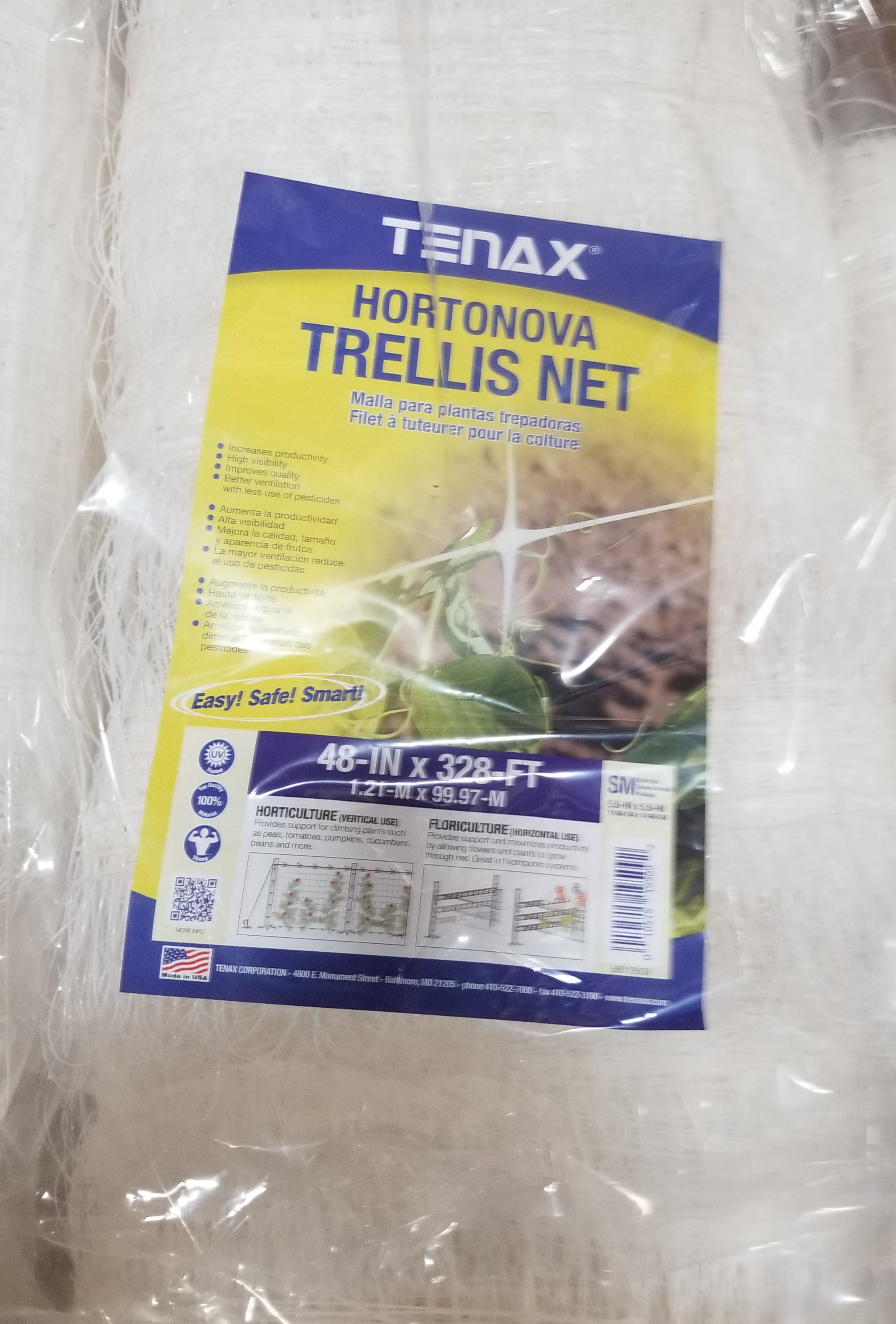 9FA Hortonova Trellis Net SM White 48.00" x 328’